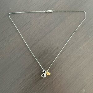 Alex Woo Number 3 Charm Necklace 14k white & yellow gold with diamonds